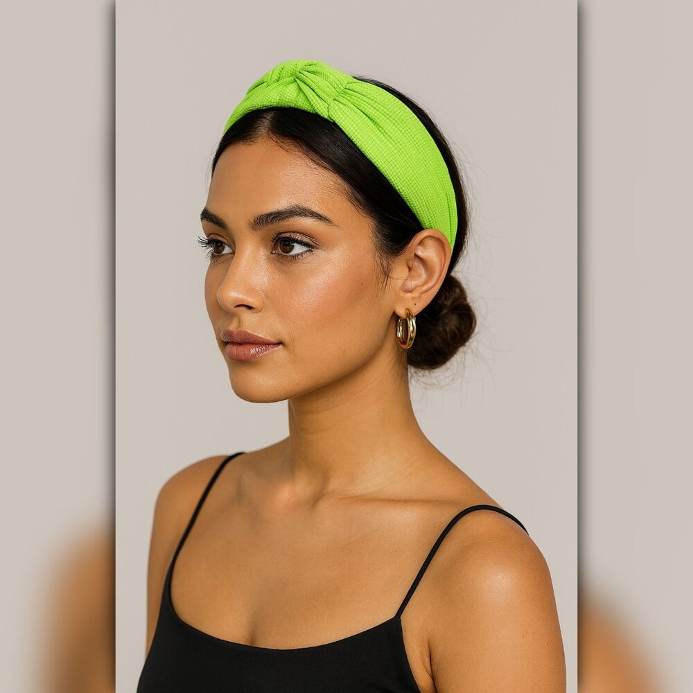 A346-E • Neon Green Knotted Padded Statement Headband